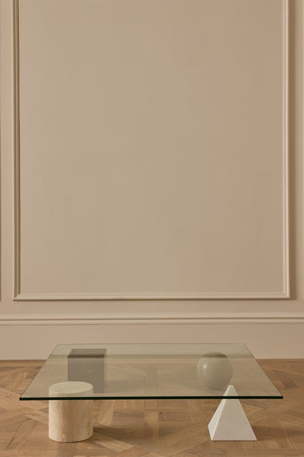 Glass Coffee Table with Shaped Legs from Banda Gallery