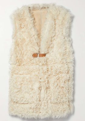 Reversible Leather Trimmed Shearling Vest from Lafayette 148