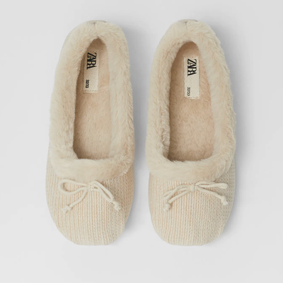 Faux Fur Ballet Slipper from Zara