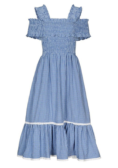 Rafferty Smocked Off-Shoulder Gingham Dress from Shrimps