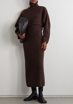 Ribbed Wool Maxi Dress and Turtleneck Sweater Set  from Lvir