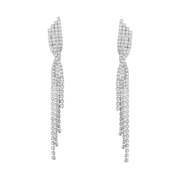 Clip On Crystal Cupchain Twist Waterfall Earrings