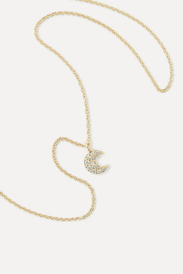 14ct Gold Mini Diamond Moon Pendant Necklace from Roxanne First