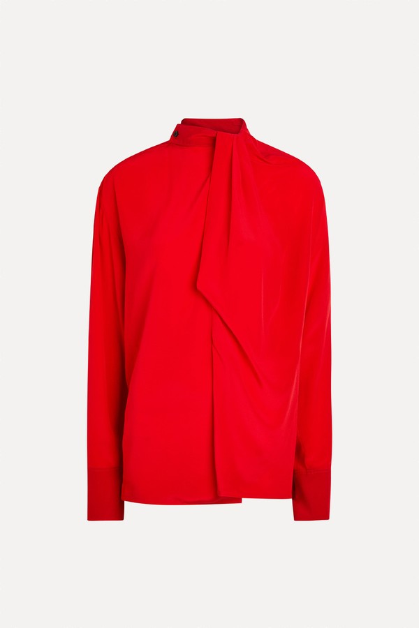 Draped Asymmetric Silk Blouse from Victoria Beckham