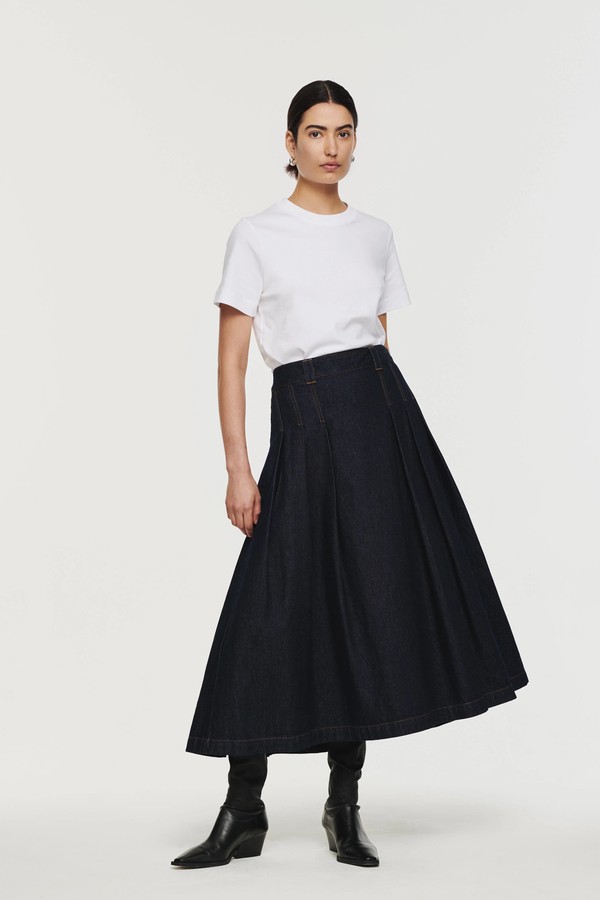 Mary Pleated Denim Skirt from Aligne