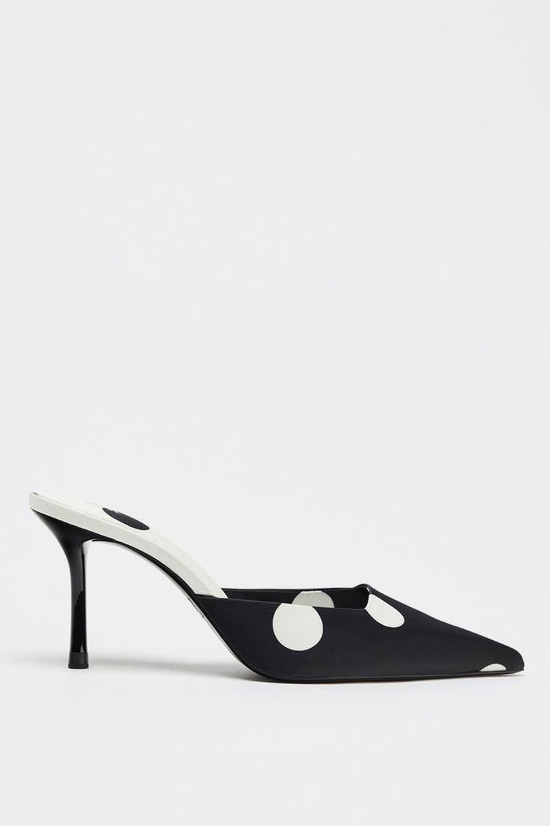 Polka Dot Satin-Effect Slingback High Heels from Zara
