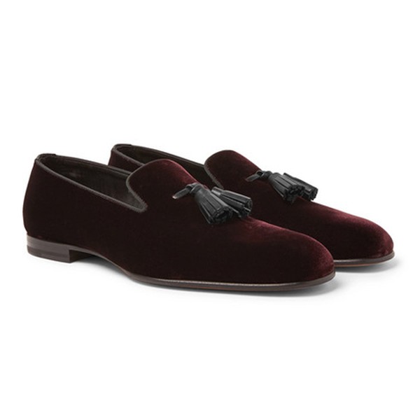 William Leather-Trimmed Velvet Tasseled Loafers from Tom Ford