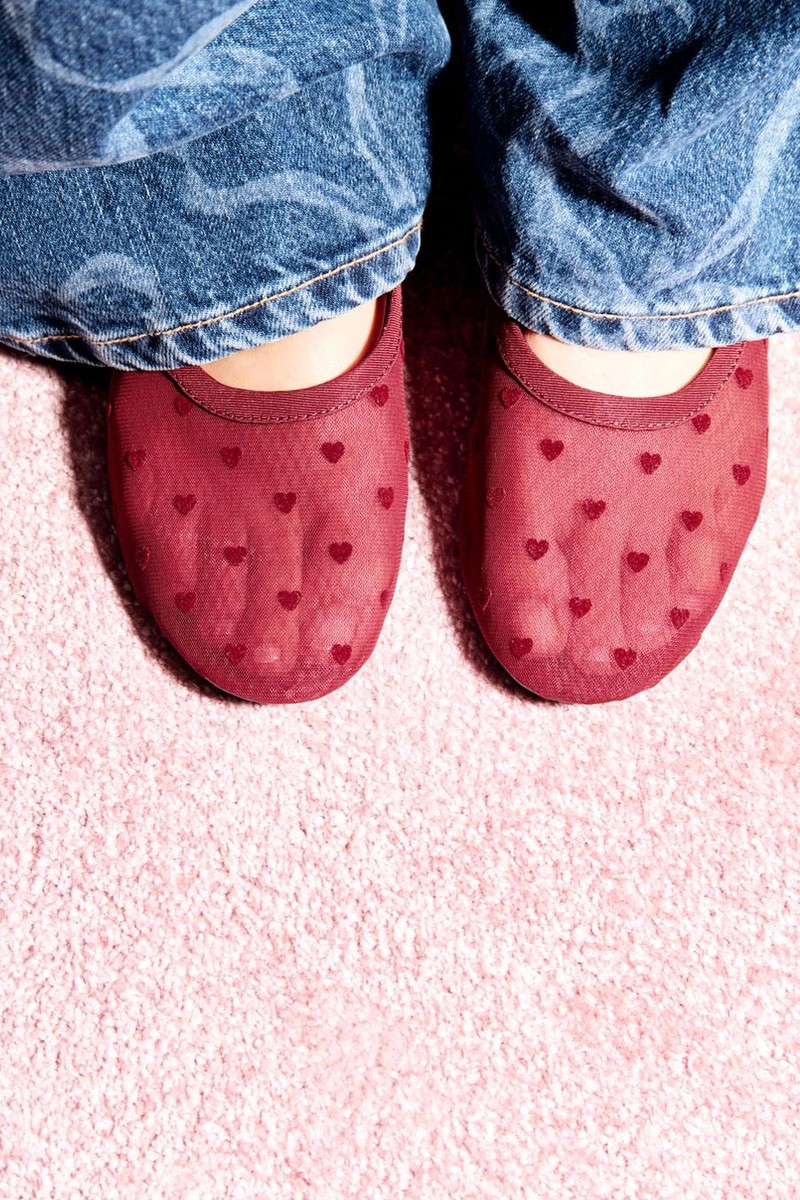 Heart Print Mesh Ballerina Shoes from Zara