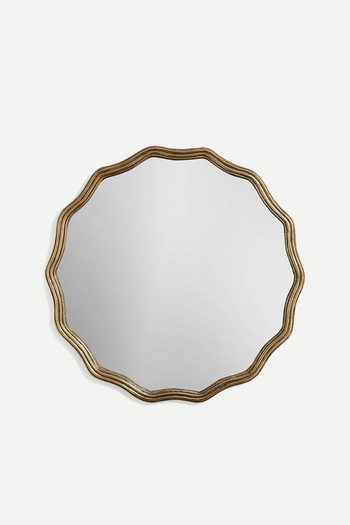 Ribbed Metal Wave Wall Mirror