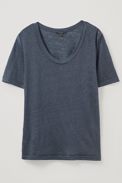 Linen T-Shirt With Raw Edges from COS