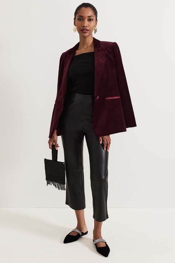 Bridie Wine Velvet Blazer from Phase Eight