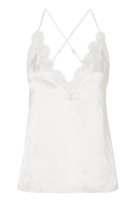 The Everly Lace Trimmed Silk Charmeuse Camisole from Cami NYC