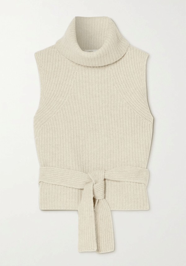 Belted Ribbed Turtleneck Sweater from Vince