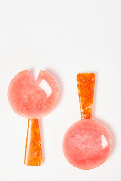 Rayos Pink & Orange Resin Salad Servers from Oliver Bonas