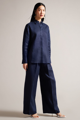Lucihh Tailored Linen Wide Leg Trousers