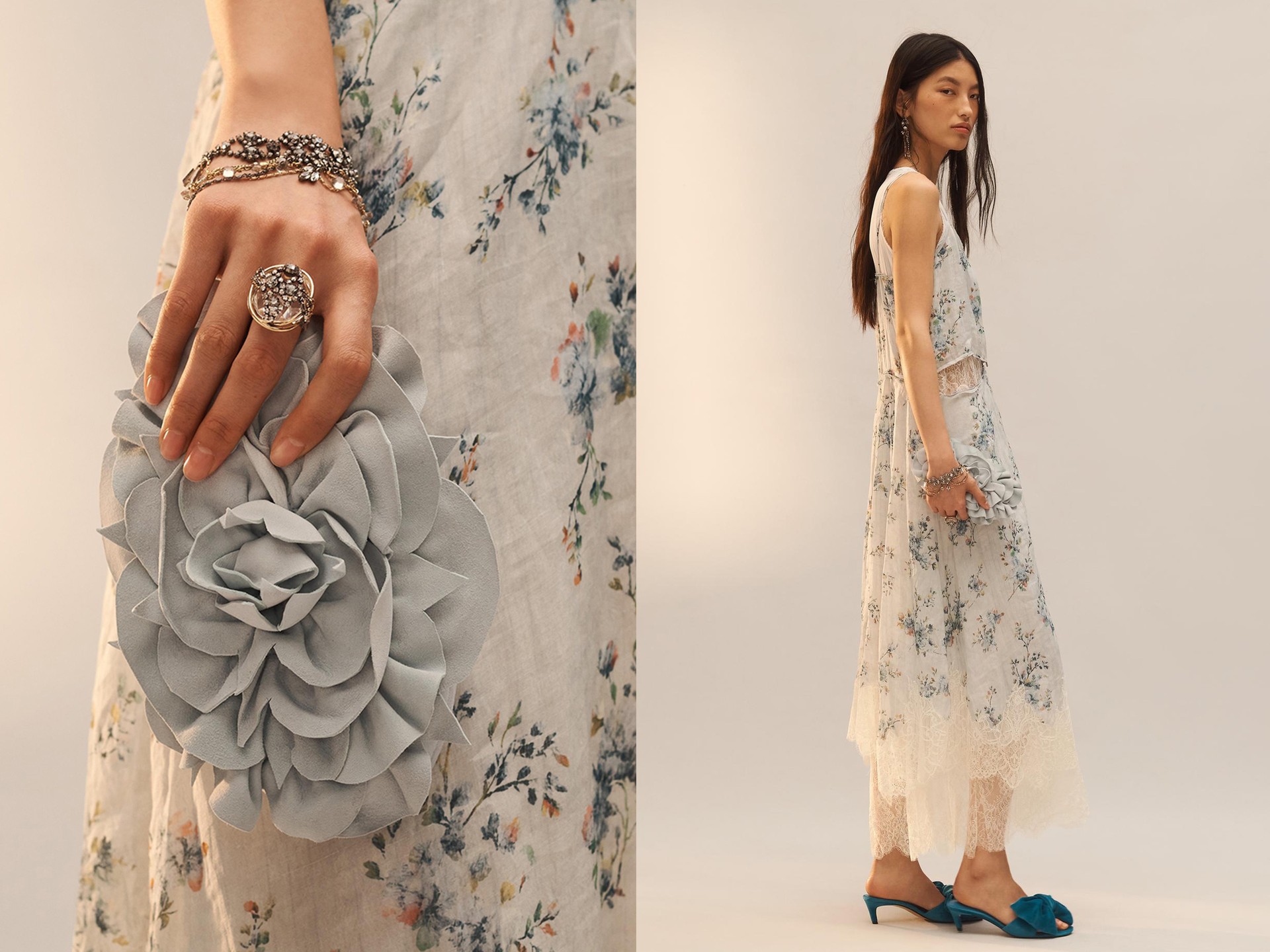 Leather Floral Clutch