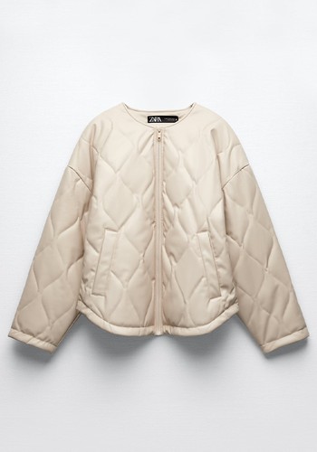 Faux Leather Puffer Jacket