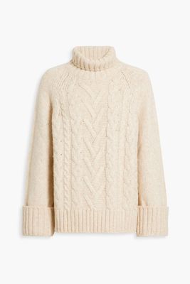 Cable-Knit Cotton-Blend Turtleneck Sweater from Ganni