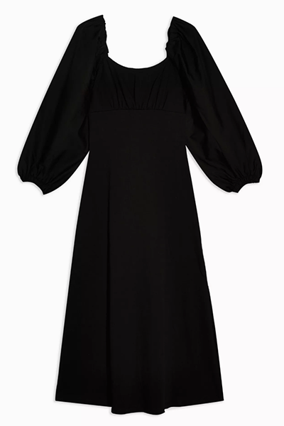 Black Poplin Mix Midi Dress from Topshop