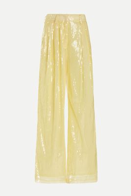 Luisa Sequined Tulle High-Rise Wide-Leg Pants from Staud