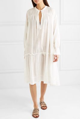Laura lace Trimmed Checked Cotton Muslin Dress from Lee Matthews