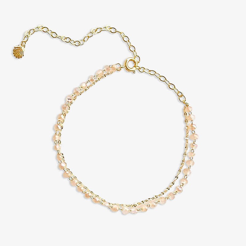 Double 16ct Yellow Gold-Plated Brass Beaded Anklet from By Nouck
