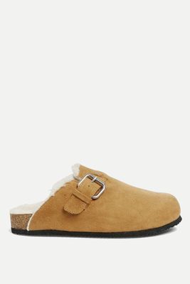 Faux Shearling Lined Suede Slip-Ins from Monki