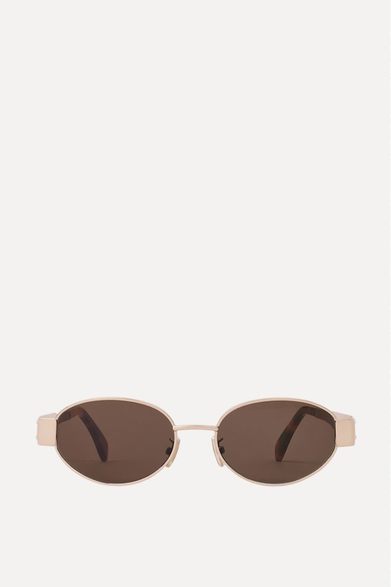 Triomphe Metal 01 Oval Sunglasses from Celine