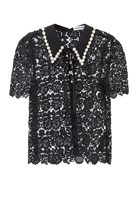 Embellished-Collar Guipure-Lace Top from Self-Portrait 