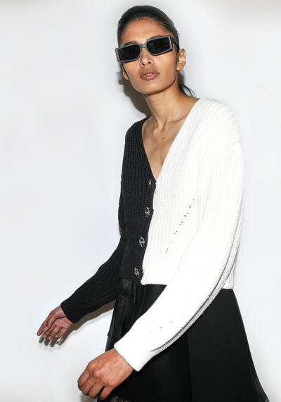 Contrast Knit Cardigan