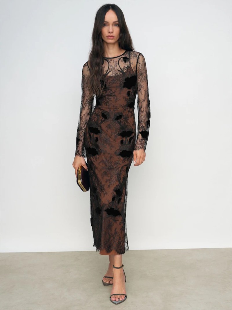 Lulu Lace Overlay Midi Dress from Reiss