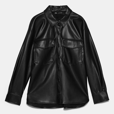 Faux Leather Shirt With Pockets from Zara