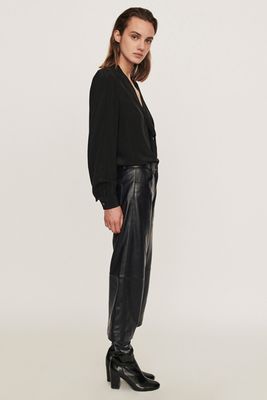 Leather Bermuda-Like Pants from Maje