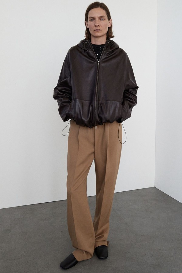 100% Leather Jacket With Hood