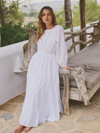 Embroidered Tie Waist Aarti Smock Maxi Dress, £89