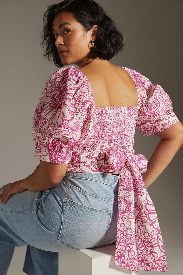 Maeve Tie Back Printed Crop Top