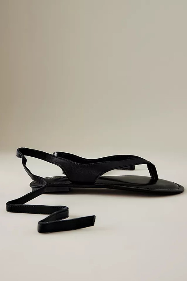 Suede Tie-Up Toe-Strap Sandals from Silent D