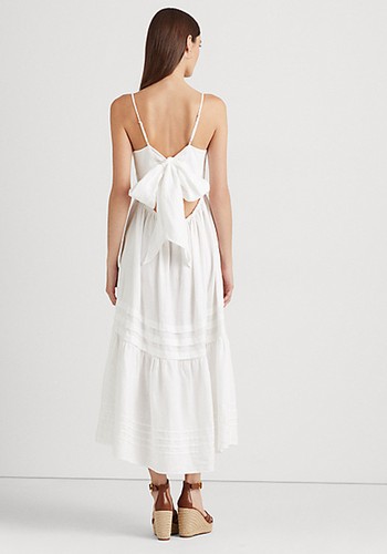 Striped Bow Back Linen Dress