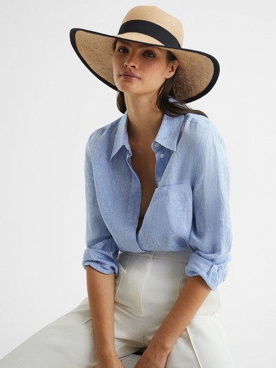 Nina Raffia Woven Wide Brim Hat