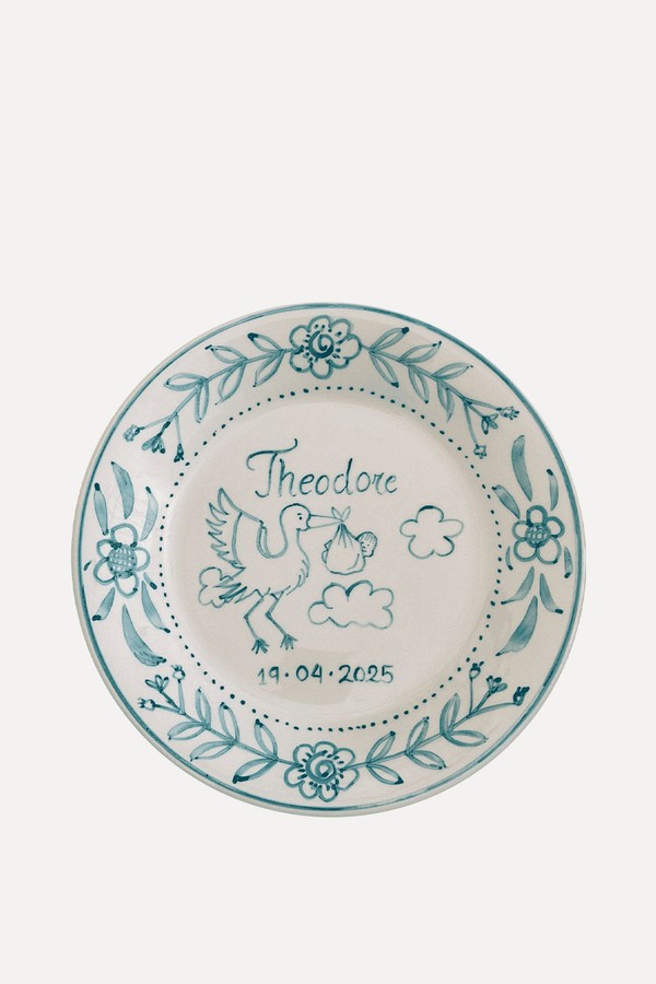 Personalised Birth Plate from Villa Bologna Pottery
