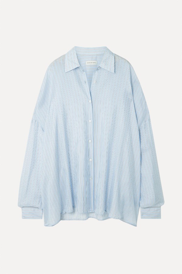 Oversized Striped Satin-Crepe Shirt from Dries Van Noten
