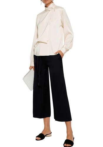 Off-White Tulia Bow-Detailed Satin Blouse from Iris & Ink