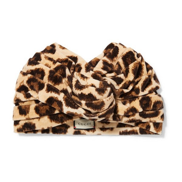 Leopard Print Velvet Turban from Gucci