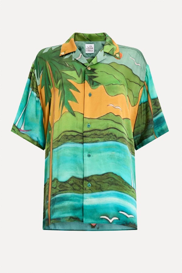 Magdalena Silk Satin Short Sleeve Shirt from Donde Esteban