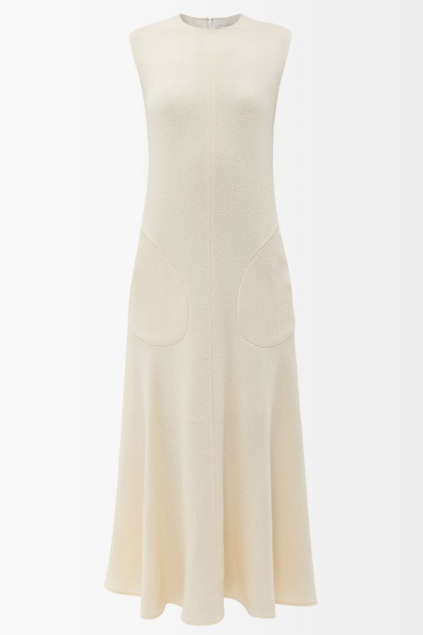 Sleeveless Stitch-Pocket A-Line Crepe Dress from Raey