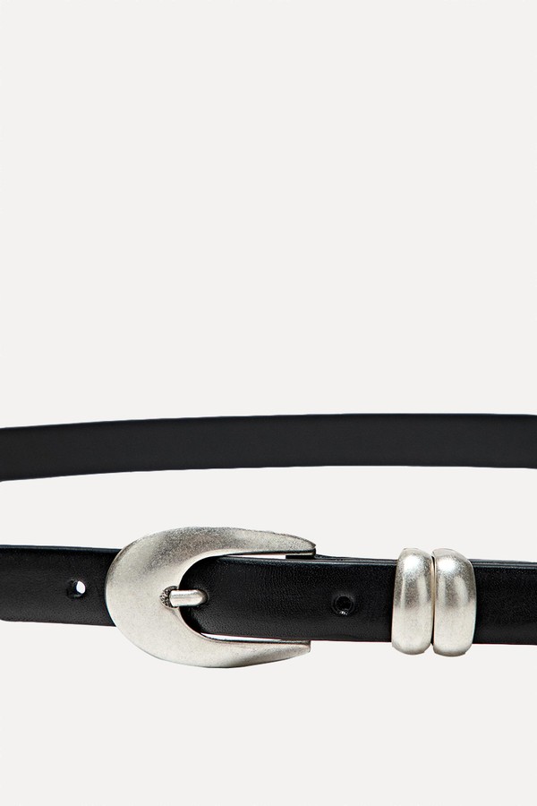 Nappa Leather Belt With Oval Buckle