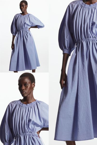 Volume Sleeve Midi Dress