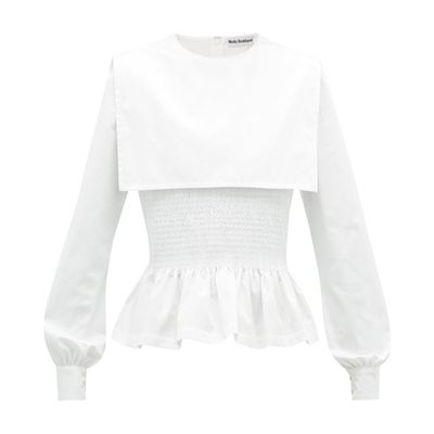 Lucy Shirred Cotton-Poplin Peplum Top from Molly Goddard