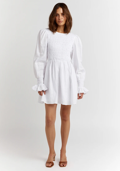 White Shirred Dress from Dissh