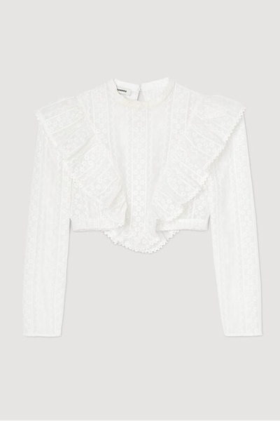 Broderie-Anglaise Cropped Woven Top from Sandro